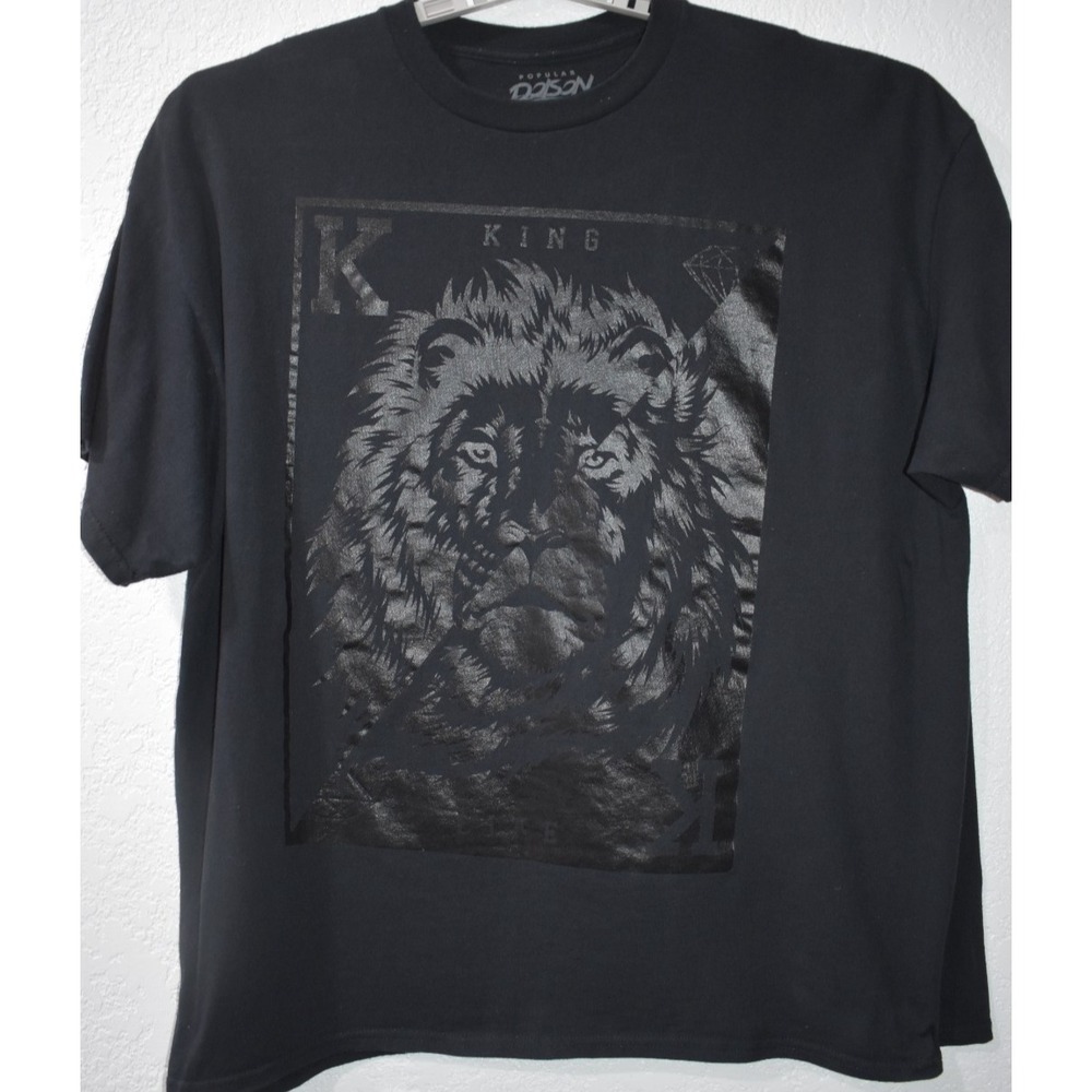 Popular Poison T-Shirt Men's 2XL King Life Black Lion Graphic Short Sleeve Tee